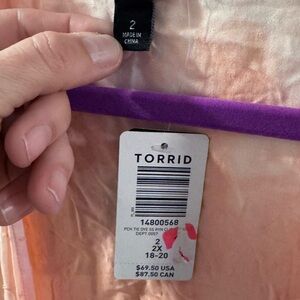 NWT TORRID SIZE 2 2X 18 20 Peach Tie-Dye Clip-Dot Kimono